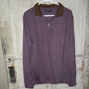 Banana Republic Suede Collar 1/4 Zip Sweater Mens Size Large (N-19)